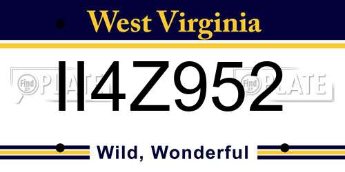 II4Z952 West Virginia License Plate