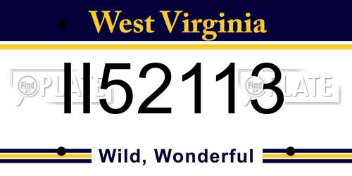 II52113 West Virginia License Plate