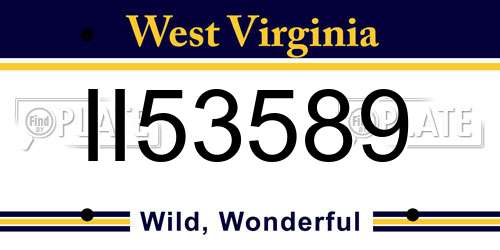 II53589 West Virginia License Plate