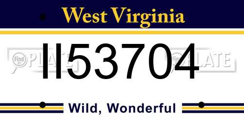 II53704 West Virginia License Plate