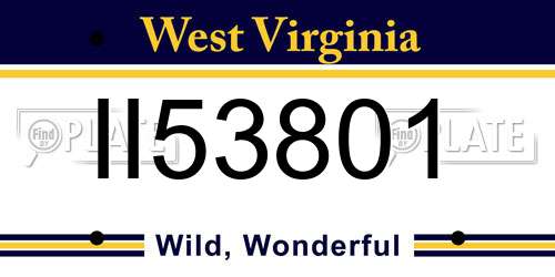 II53801 West Virginia License Plate