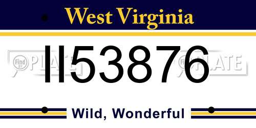 II53876 West Virginia License Plate