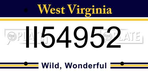 II54952 West Virginia License Plate