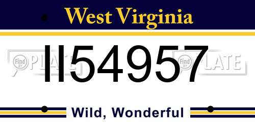 II54957 West Virginia License Plate