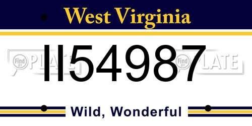 II54987 West Virginia License Plate