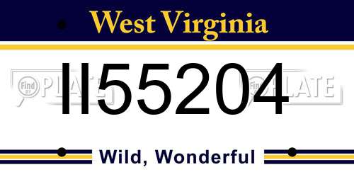 II55204 West Virginia License Plate