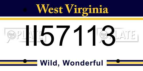 II57113 West Virginia License Plate
