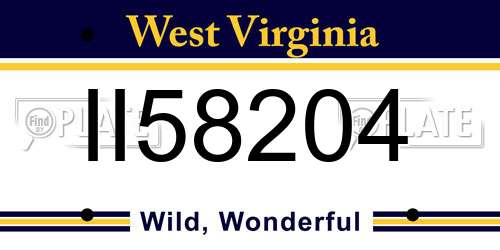 II58204 West Virginia License Plate