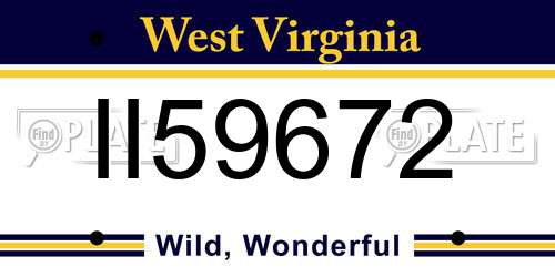 II59672 West Virginia License Plate