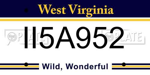 II5A952 West Virginia License Plate