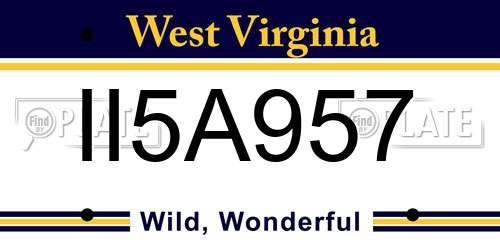 II5A957 West Virginia License Plate