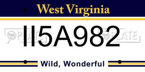 II5A982 West Virginia License Plate