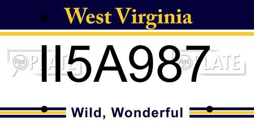 II5A987 West Virginia License Plate