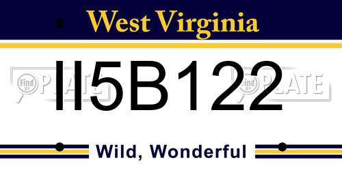 II5B122 West Virginia License Plate