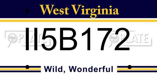 II5B172 West Virginia License Plate