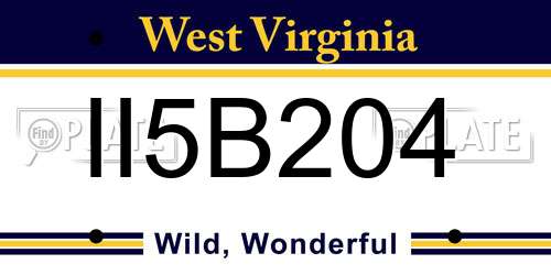 II5B204 West Virginia License Plate