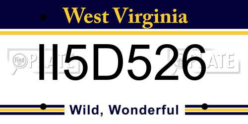 II5D526 West Virginia License Plate