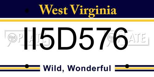 II5D576 West Virginia License Plate