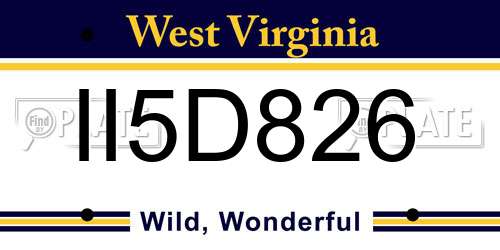 II5D826 West Virginia License Plate