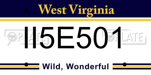 II5E501 West Virginia License Plate
