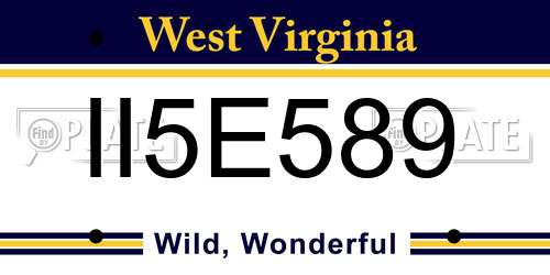 II5E589 West Virginia License Plate