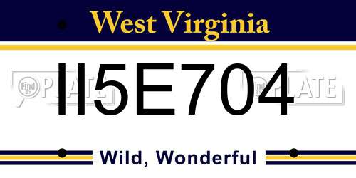 II5E704 West Virginia License Plate