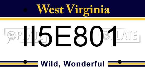 II5E801 West Virginia License Plate