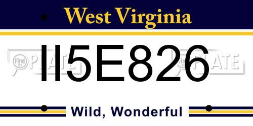II5E826 West Virginia License Plate