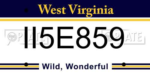 II5E859 West Virginia License Plate