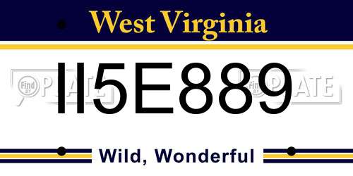 II5E889 West Virginia License Plate