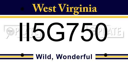 II5G750 West Virginia License Plate