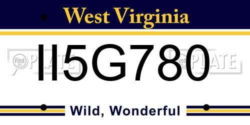 II5G780 West Virginia License Plate