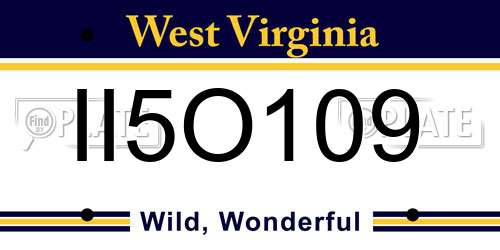 II5O109 West Virginia License Plate