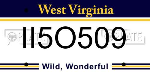 II5O509 West Virginia License Plate