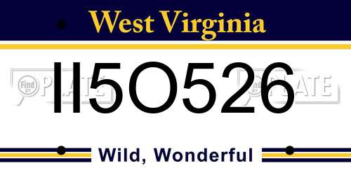 II5O526 West Virginia License Plate