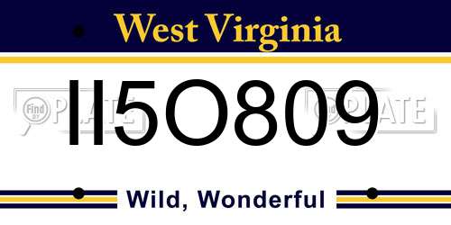 II5O809 West Virginia License Plate