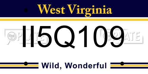 II5Q109 West Virginia License Plate