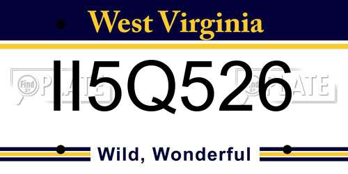 II5Q526 West Virginia License Plate