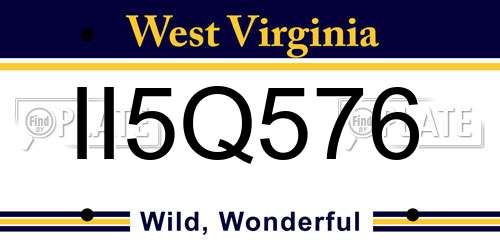 II5Q576 West Virginia License Plate