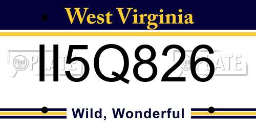 II5Q826 West Virginia License Plate