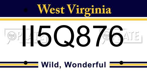 II5Q876 West Virginia License Plate
