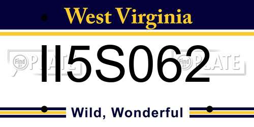 II5S062 West Virginia License Plate