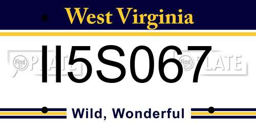 II5S067 West Virginia License Plate