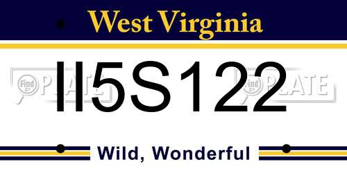 II5S122 West Virginia License Plate