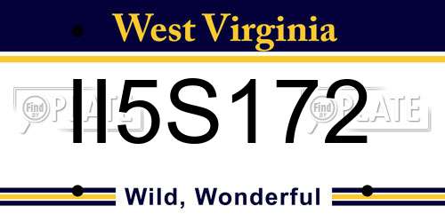 II5S172 West Virginia License Plate