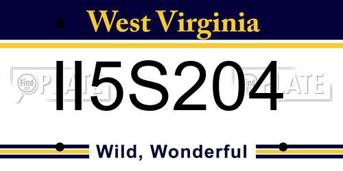 II5S204 West Virginia License Plate