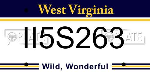 II5S263 West Virginia License Plate