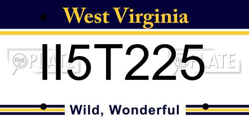 II5T225 West Virginia License Plate