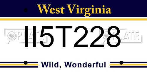 II5T228 West Virginia License Plate