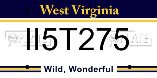 II5T275 West Virginia License Plate